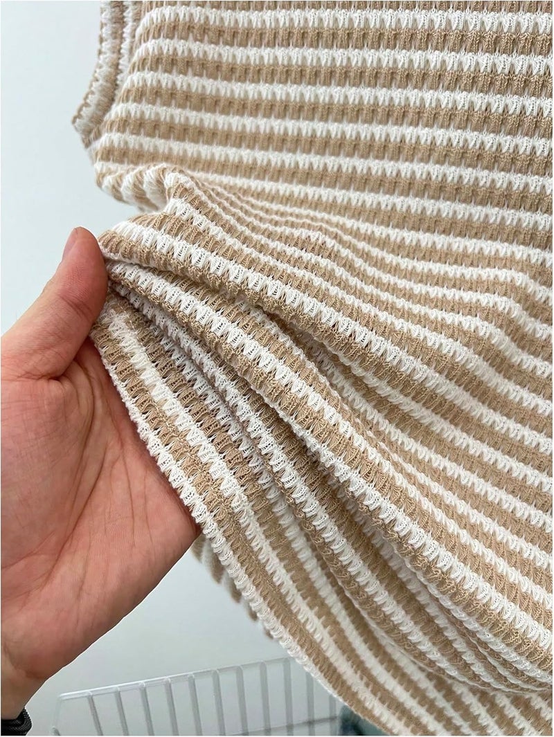 MakeMeChic Girl's Striped Sweater Vest Crew Neck Sleeveless Y2K Summer Knitted Tank Tops - Image 5